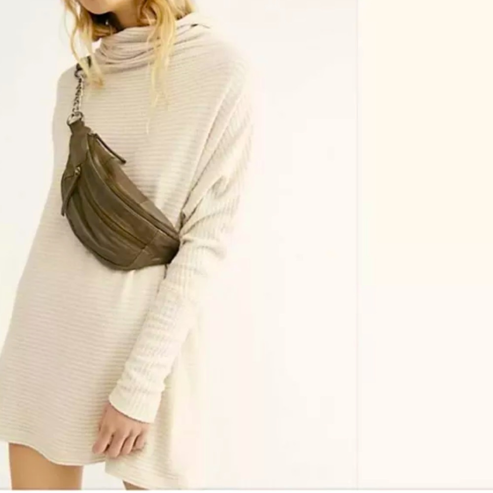 Free people tunic NWT M thermal beige mock neck